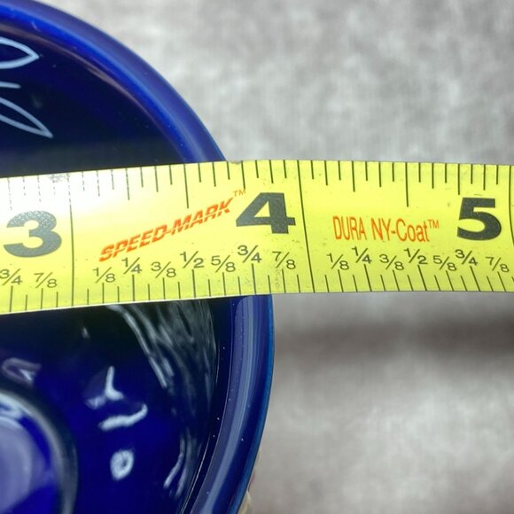 4 Temp-Tations Old World Blue 8Oz Ceramic Basketweave Pedestal Cups Set - Picture 8 of 10